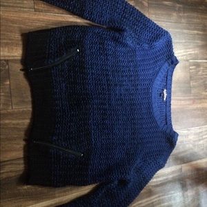 Blue and Black Double Zipper Sweater